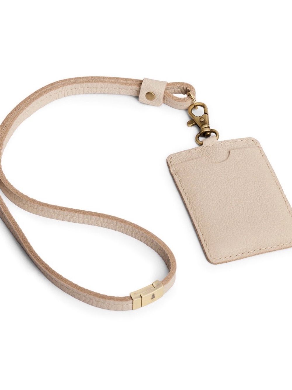 Portland Leather Vertical Bone Colored Leather Lanyard Card Holder